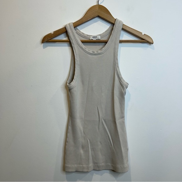 AGOLDE Bailey Ribbed Tank Top in Beige - Picture 4 of 8